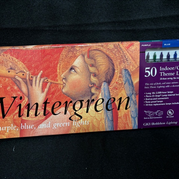 1995 Bethlehem Wintergreen Purple Blue Green 50 Indoor/Outdoor Mini Lights NOS - Picture 4 of 4